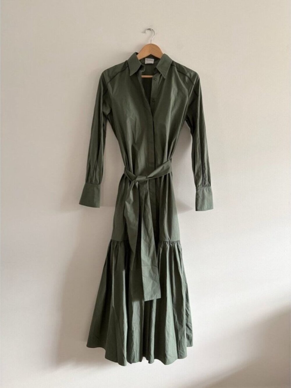 Brunello Cucinelli Cotton Poplin Maxi Shirt Dress NWT Forest Green Size Small - Picture 3 of 10